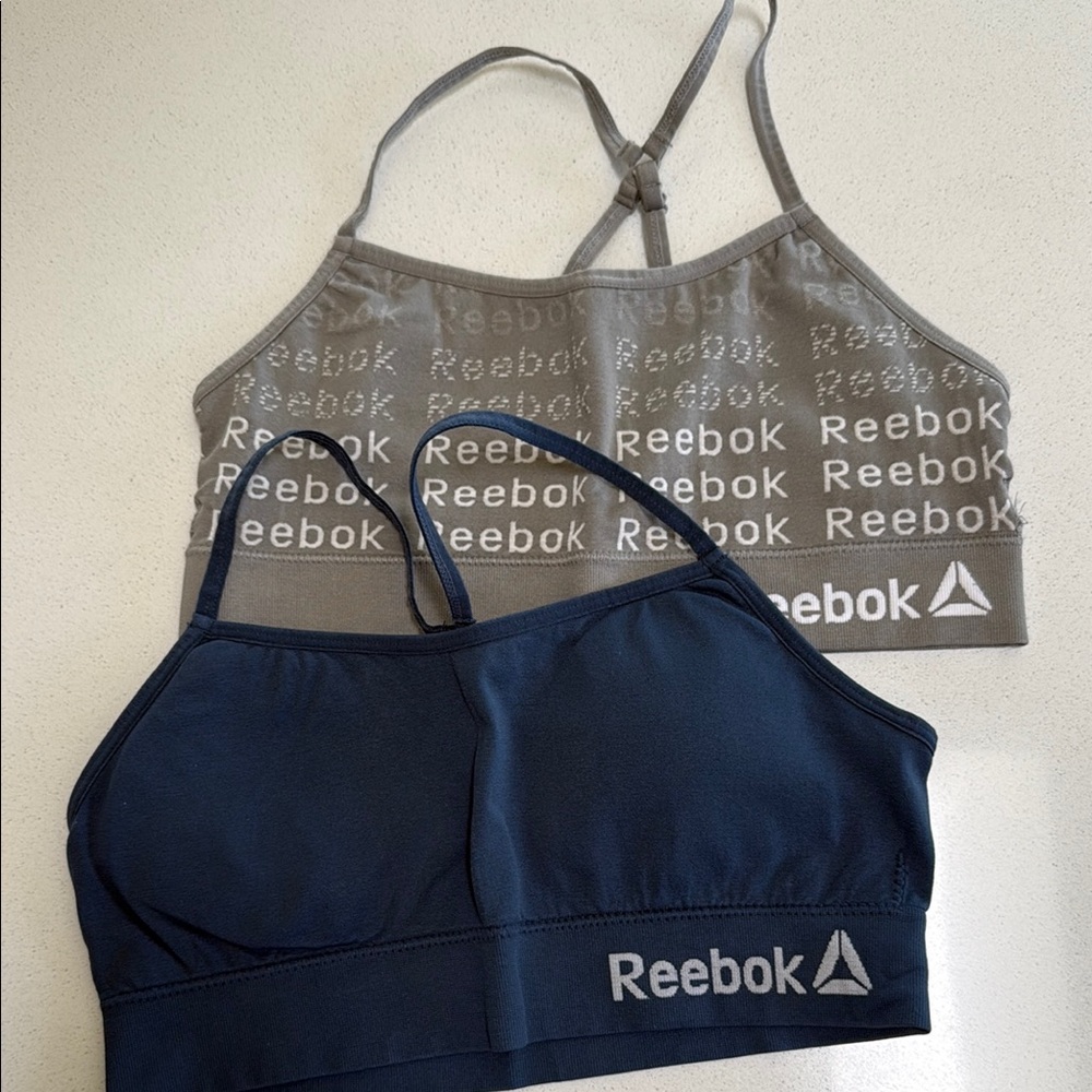 NEW Reebok Gray and Blue Padded (removable) Sports Bras Bralettes